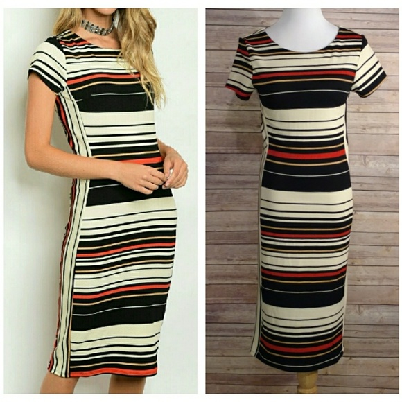 Multiple Color Striped Midi Dress - Picture 6 of 8